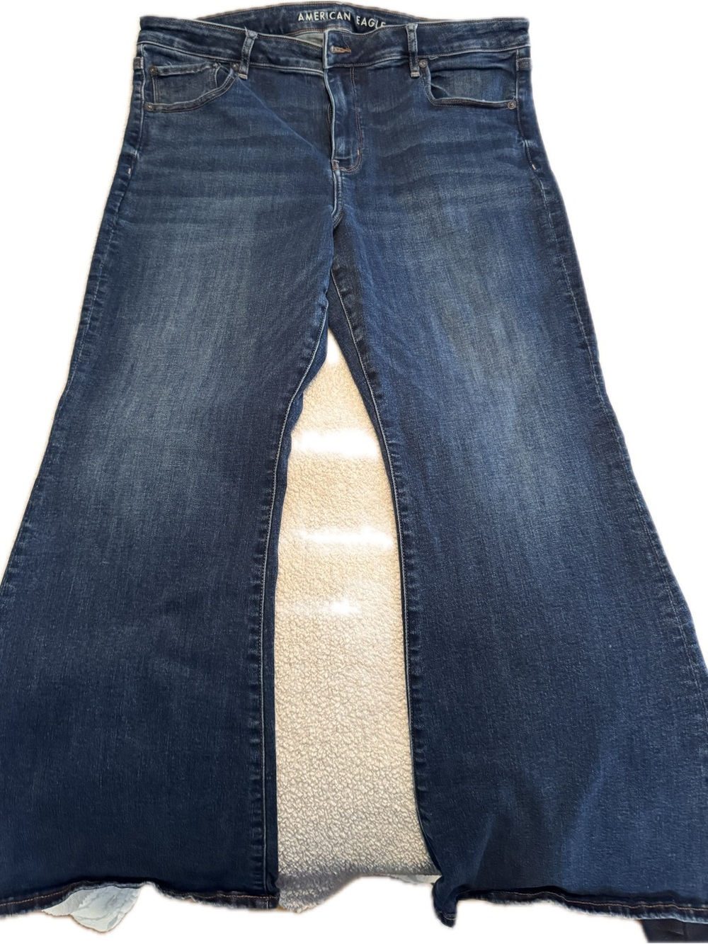 American Eagle Outfitters Dark Blue Flared Wide-Leg Jeans